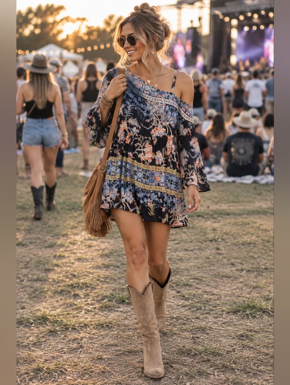 Free People Modern Nomad boho Mini Dress Size M